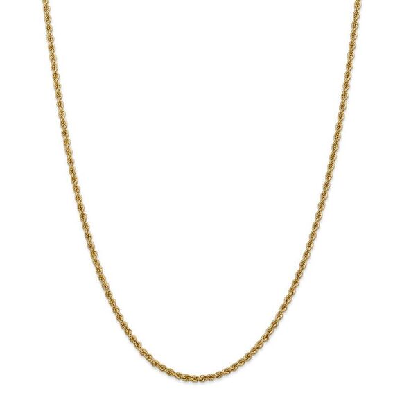2.5mm, 14k Yellow Gold, Handmade Solid Rope Chain Necklace, 30 Inch - Picture 3 of 8